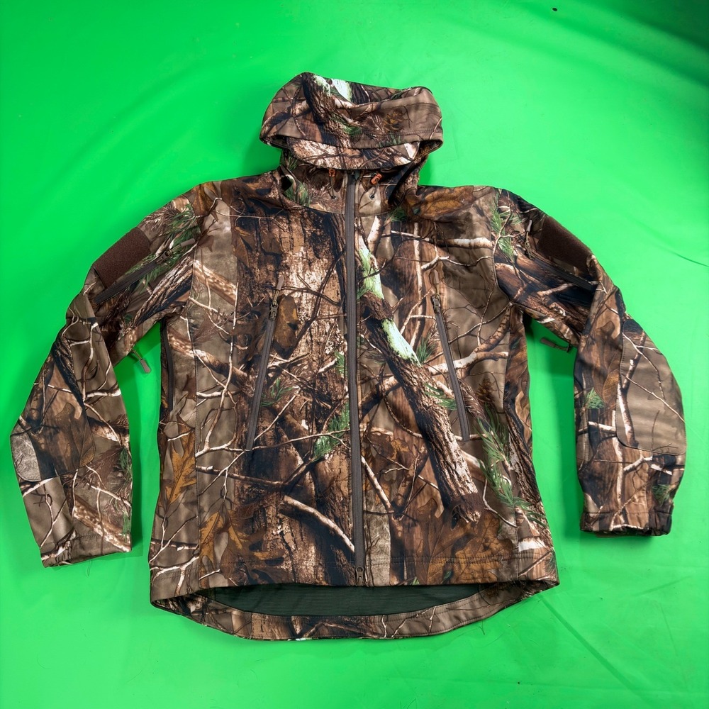Tactical Series Camo Softshell Hooded Jacket Mens L Hunting Outdoor Utility Coat